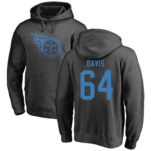 Tennessee Titans Men Ash Nate Davis One Color NFL Football #64 Pullover Hoodie Sweatshirts